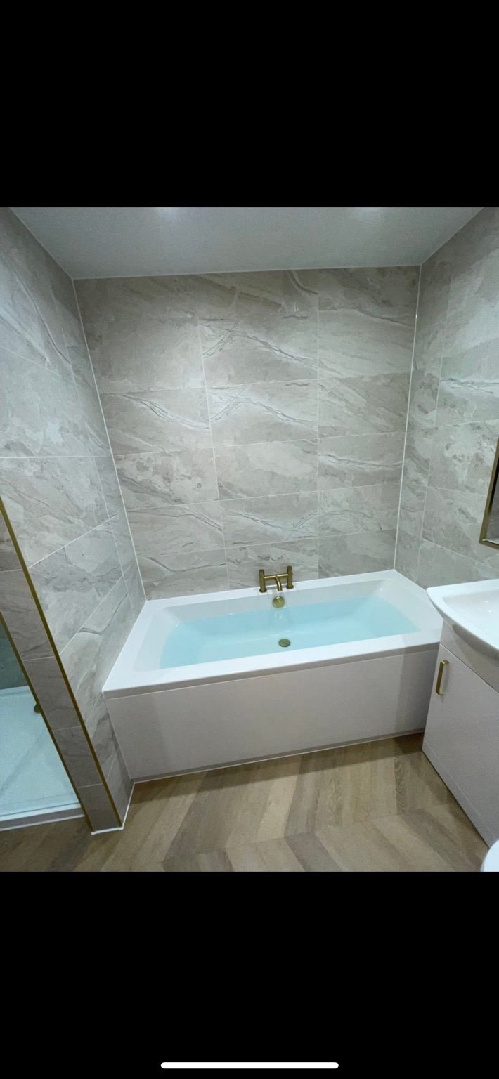 Completed bath area